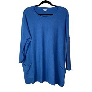 Tea N Rose Sweater Top Oversized Lagenlook Size S M Blue